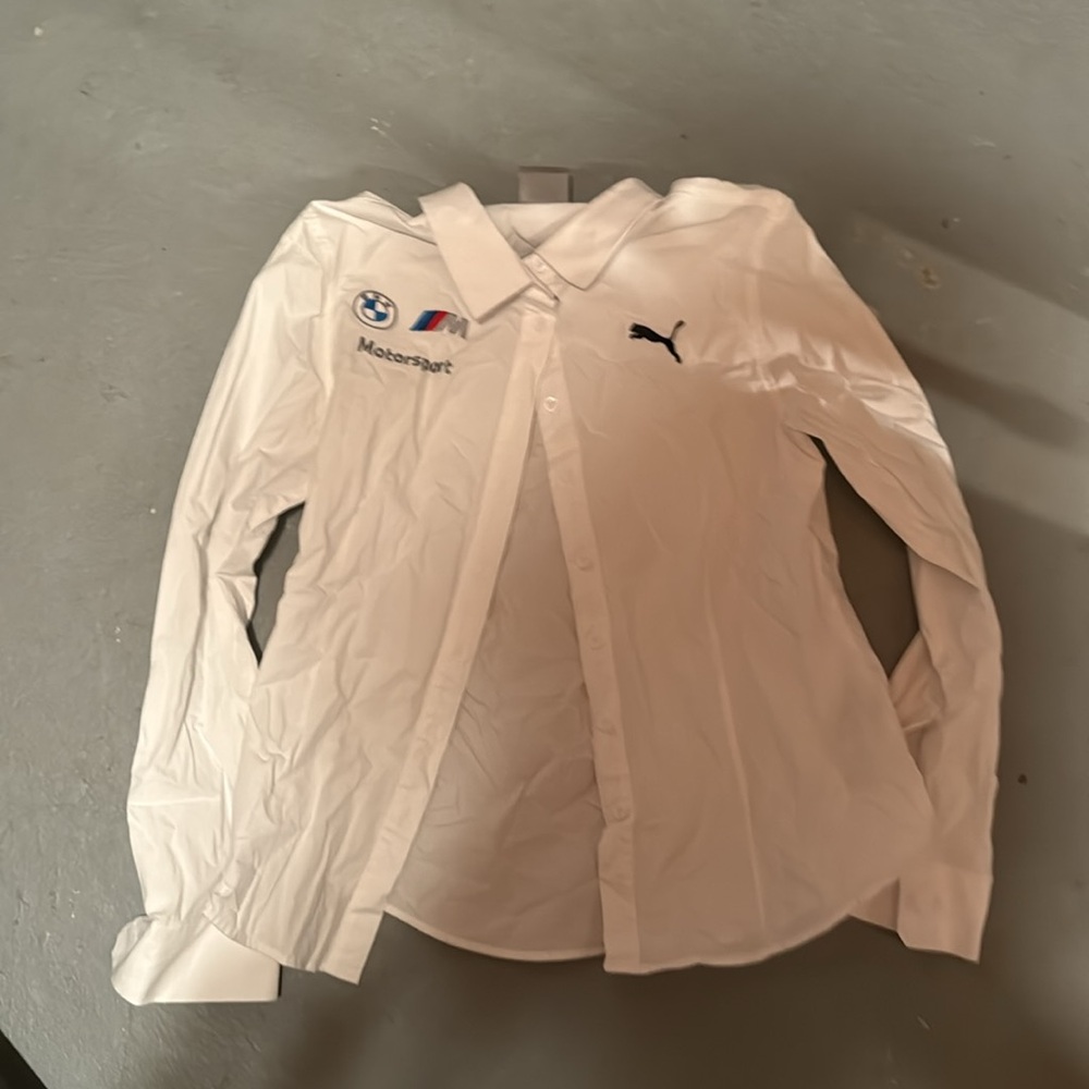 BMW Motorsport Puma White Polo long sleeve button down with Logo - Picture 9 of 10
